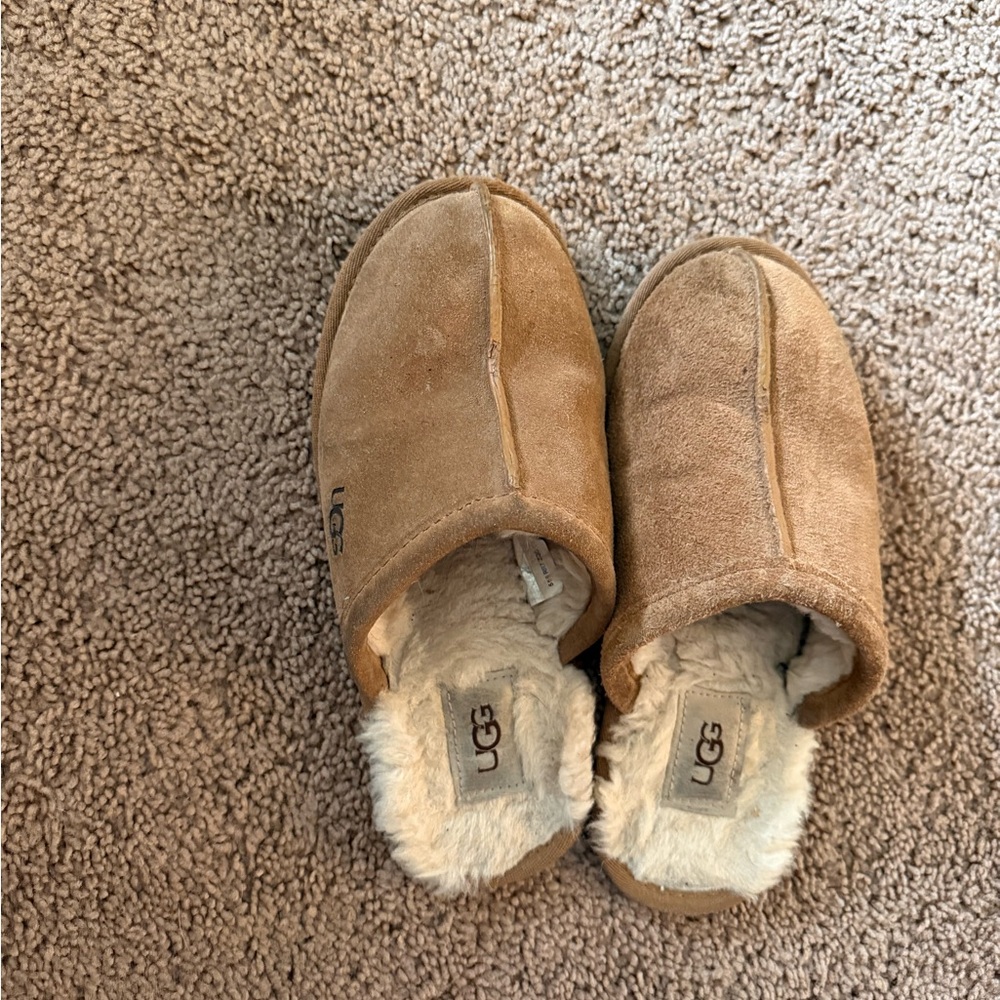 UGG Chestnut Suede Slippers with Plush Lining